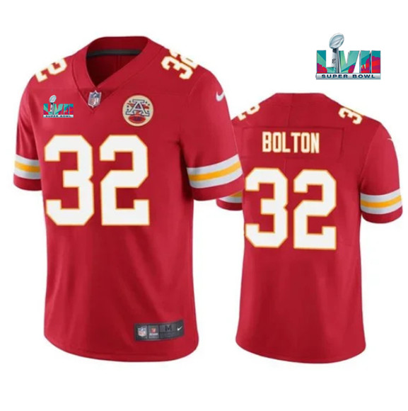 Youth Kansas City Chiefs #32 Nick Bolton Red Super Bowl LVII Patch Vapor Untouchable Limited Stitched Jersey